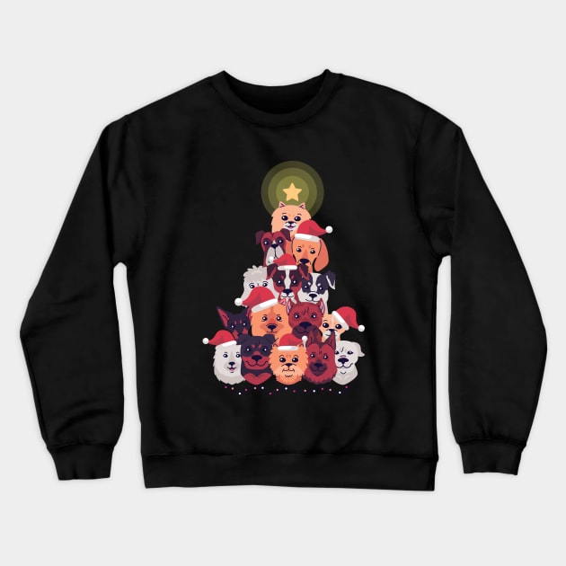 Dogs in Christmas tree xmas gift Crewneck Sweatshirt by Midoart